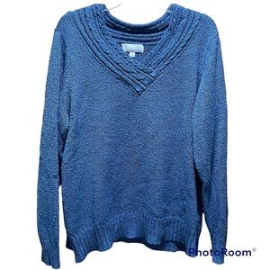Emily Rose Blue Dany V-Neck Pullover Size 2X